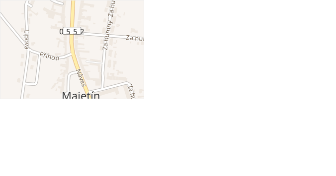 Náves v obci Majetín - mapa ulice