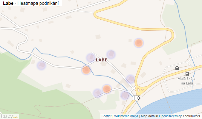 Mapa Labe - Firmy v části obce.