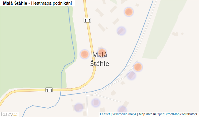 Mapa Malá Štáhle - Firmy v části obce.