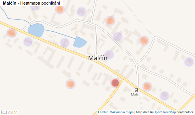Mapa Malčín - Firmy v části obce.