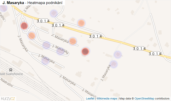 Mapa J. Masaryka - Firmy v ulici.