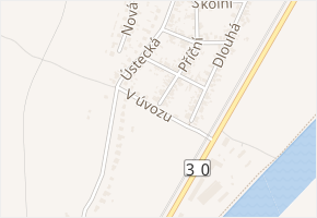 V úvozu v obci Malé Žernoseky - mapa ulice