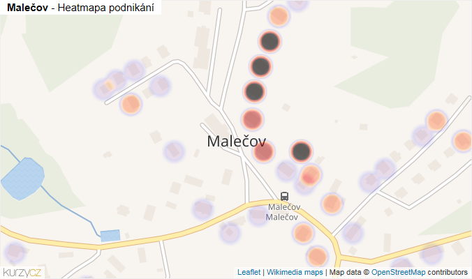 Mapa Malečov - Firmy v části obce.