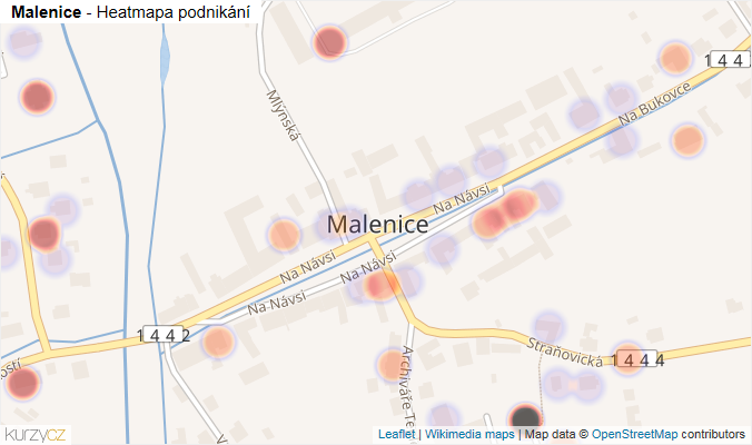 Mapa Malenice - Firmy v části obce.