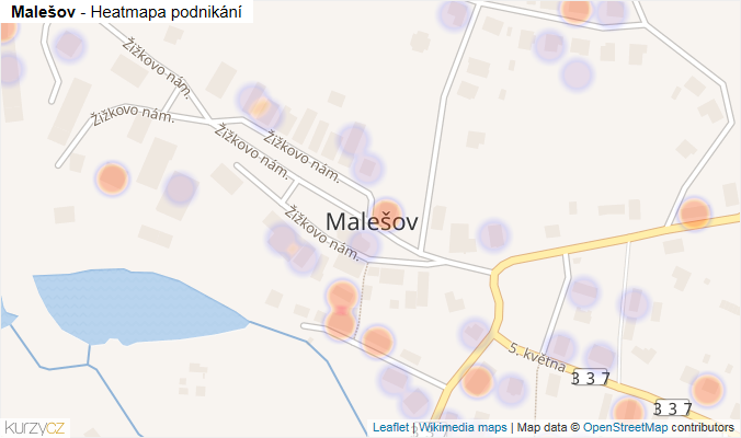Mapa Malešov - Firmy v části obce.