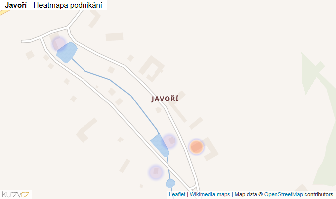 Mapa Javoří - Firmy v části obce.