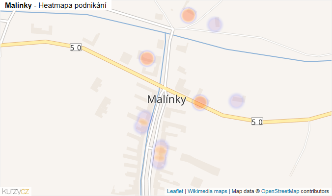 Mapa Malínky - Firmy v části obce.