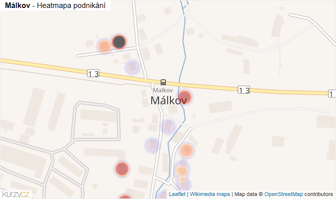 Mapa Málkov - Firmy v části obce.