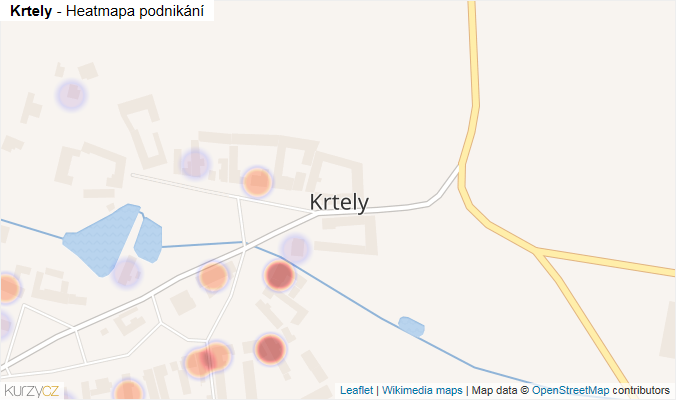 Mapa Krtely - Firmy v části obce.