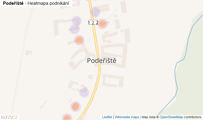 Mapa Podeřiště - Firmy v části obce.