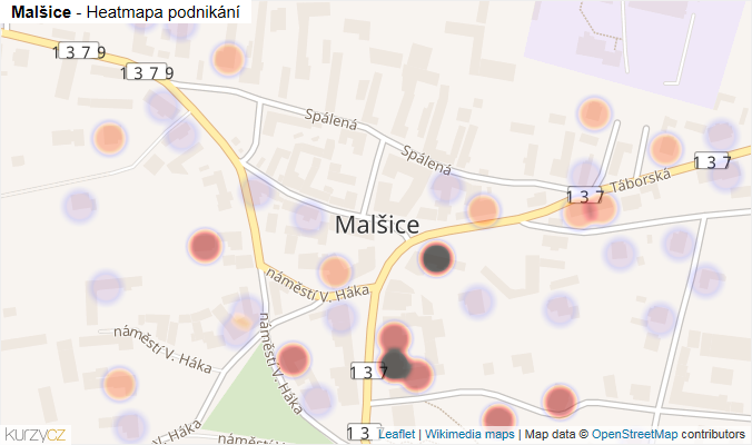 Mapa Malšice - Firmy v části obce.