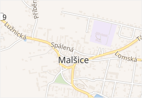 Spálená v obci Malšice - mapa ulice
