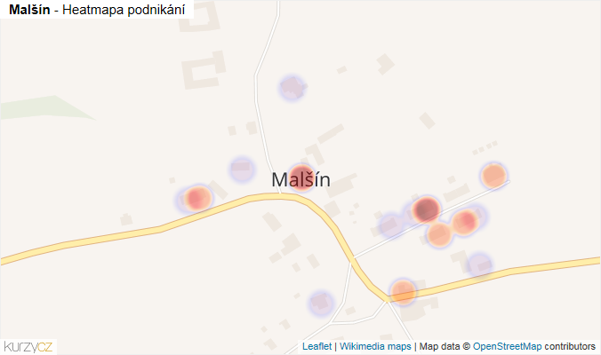 Mapa Malšín - Firmy v části obce.