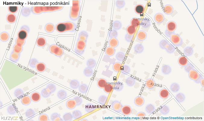Mapa Hamrníky - Firmy v části obce.