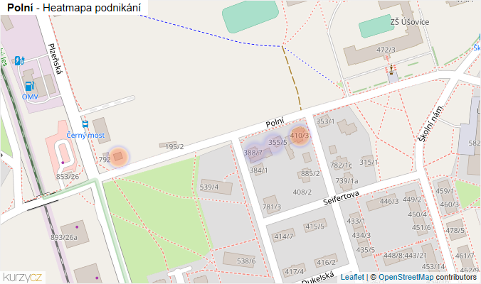 Mapa Polní - Firmy v ulici.