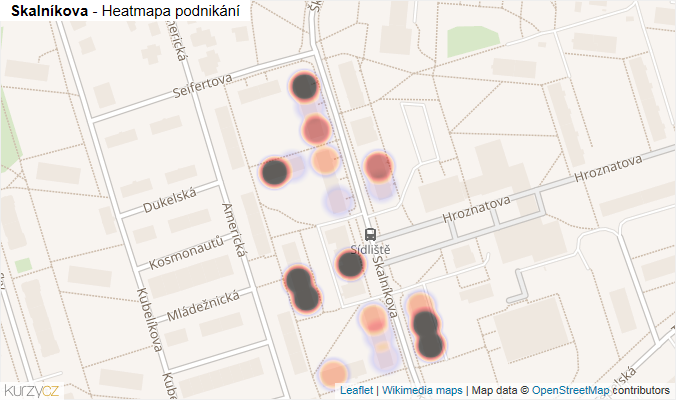 Mapa Skalníkova - Firmy v ulici.