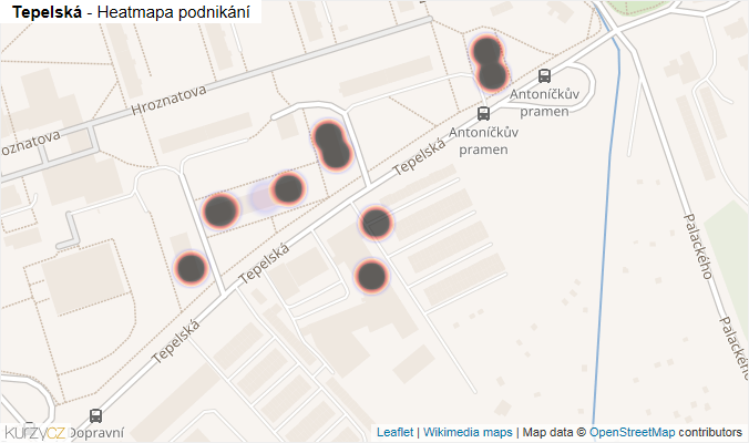 Mapa Tepelská - Firmy v ulici.
