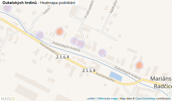 Mapa Dukelských hrdinů - Firmy v ulici.