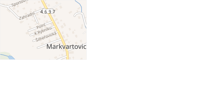 K Rybníku v obci Markvartovice - mapa ulice