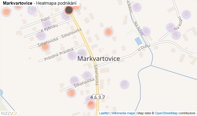 Mapa Markvartovice - Firmy v části obce.