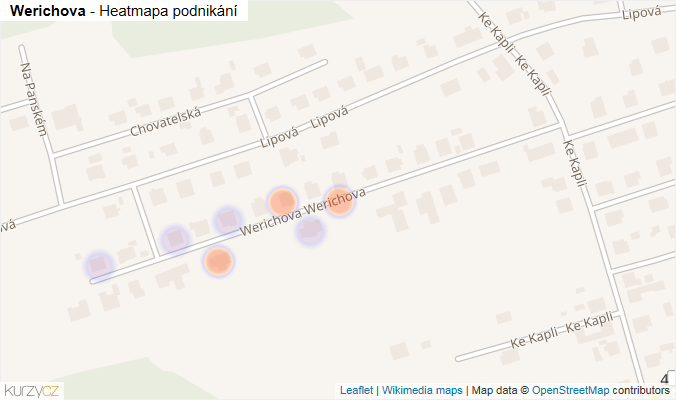 Mapa Werichova - Firmy v ulici.