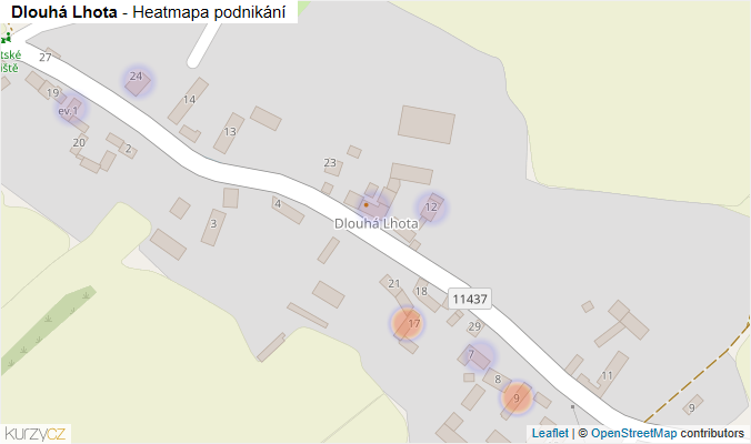 Mapa Dlouhá Lhota - Firmy v části obce.