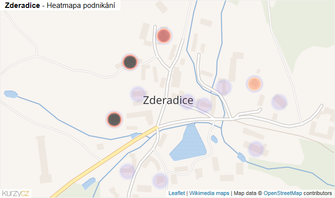 Mapa Zderadice - Firmy v části obce.