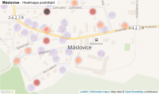 Mapa Máslovice - Firmy v části obce.