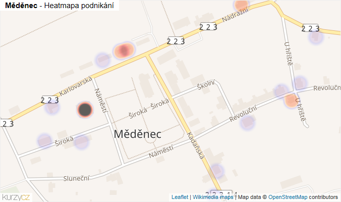 Mapa Měděnec - Firmy v části obce.