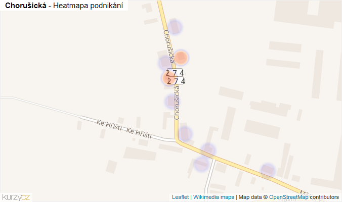 Mapa Chorušická - Firmy v ulici.