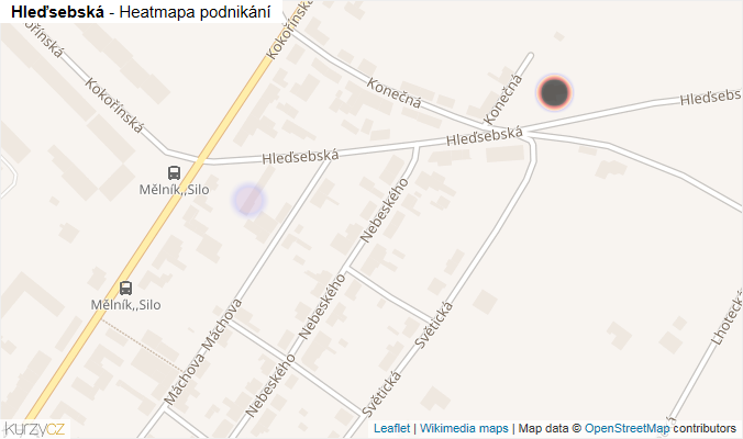 Mapa Hleďsebská - Firmy v ulici.