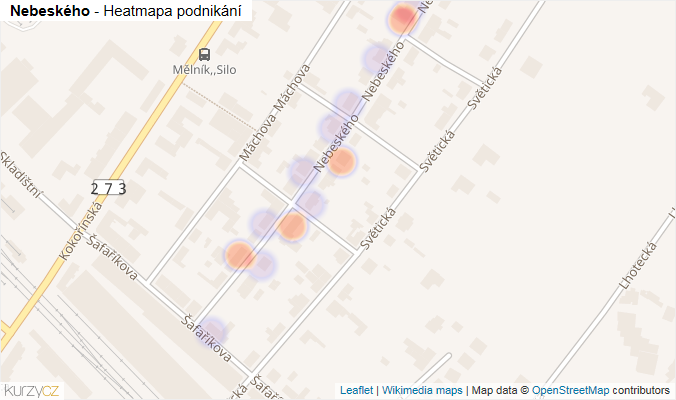 Mapa Nebeského - Firmy v ulici.
