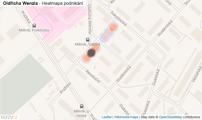 Mapa Oldřicha Wenzla - Firmy v ulici.