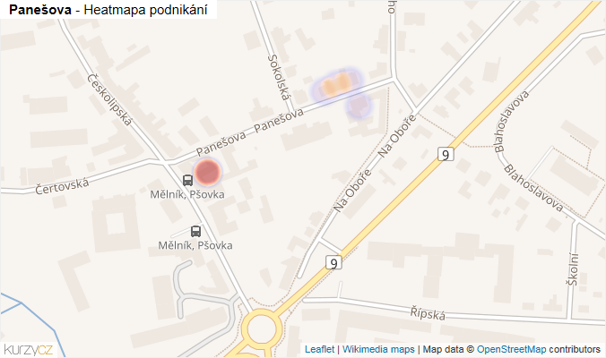 Mapa Panešova - Firmy v ulici.