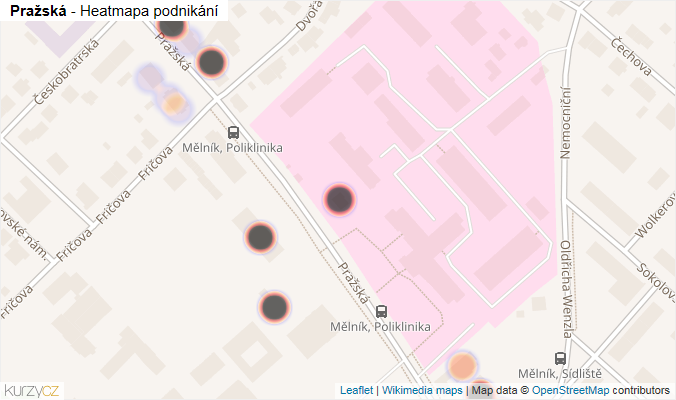 Mapa Pražská - Firmy v ulici.