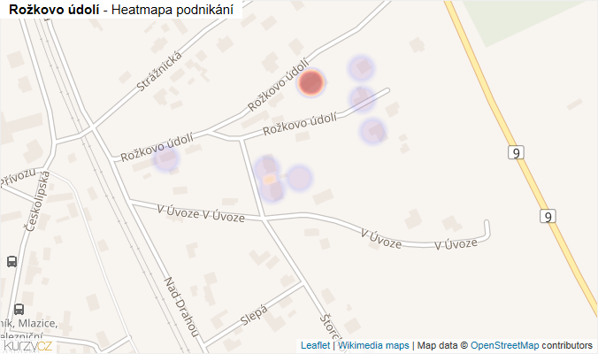 Mapa Rožkovo údolí - Firmy v ulici.