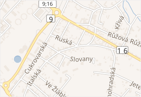 Ruská v obci Mělník - mapa ulice