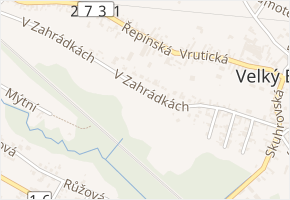 V Zahrádkách v obci Mělník - mapa ulice