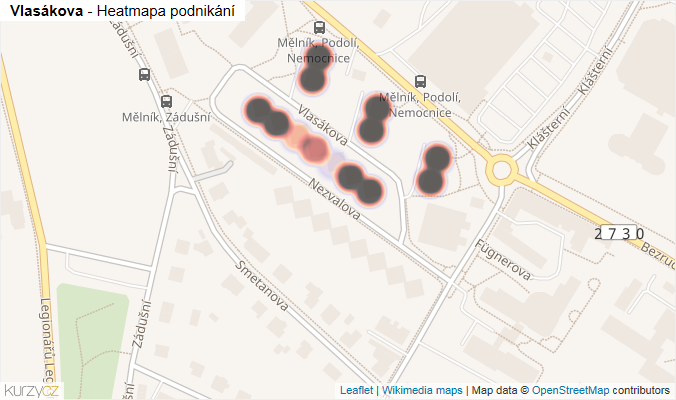 Mapa Vlasákova - Firmy v ulici.