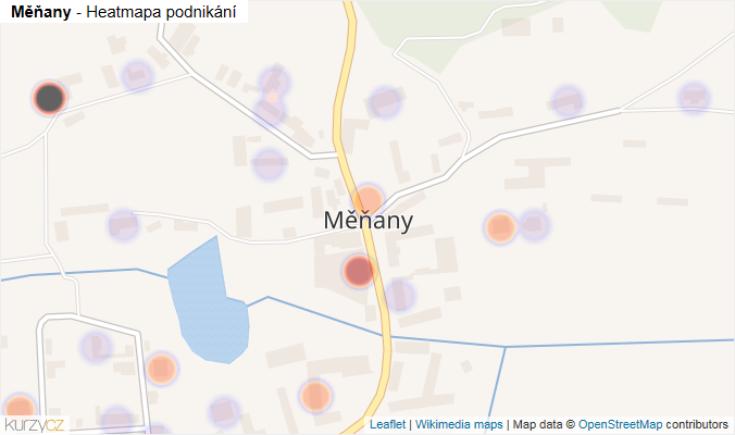 Mapa Měňany - Firmy v části obce.