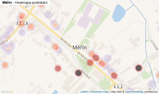 Mapa Měřín - Firmy v části obce.