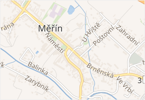 Náměstí v obci Měřín - mapa ulice
