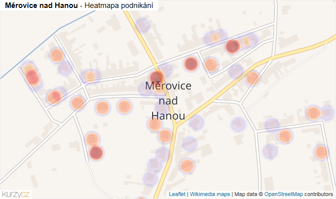 Mapa Měrovice nad Hanou - Firmy v části obce.