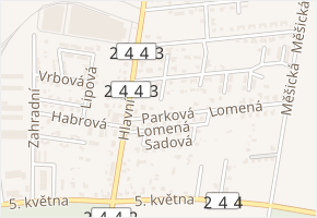 Parková v obci Měšice - mapa ulice