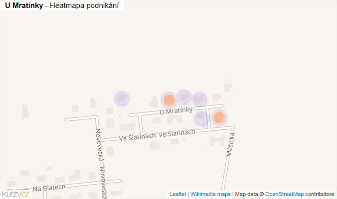 Mapa U Mratínky - Firmy v ulici.