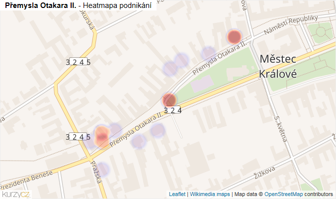 Mapa Přemysla Otakara II. - Firmy v ulici.