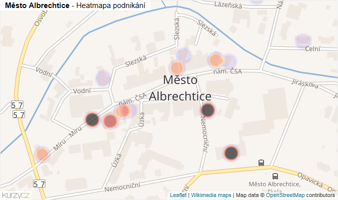 Mapa Město Albrechtice - Firmy v části obce.