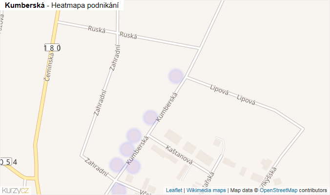 Mapa Kumberská - Firmy v ulici.