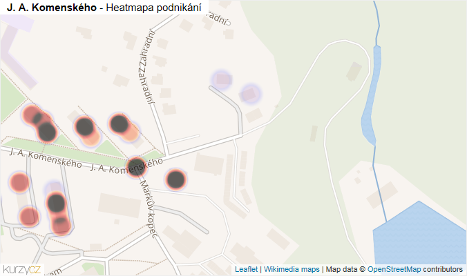 Mapa J. A. Komenského - Firmy v ulici.
