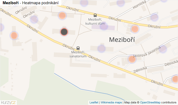 Mapa Meziboří - Firmy v části obce.